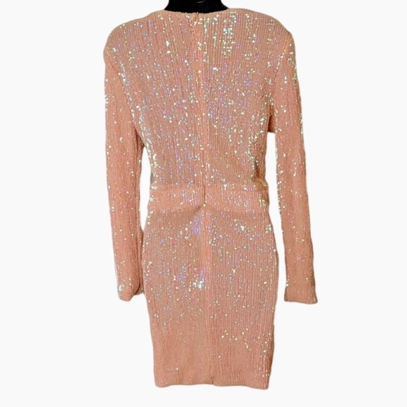 LAVISH ALICE Long Sleeve Pink Sequin Stretch Mini Dress NWT - Picture 5 of 7